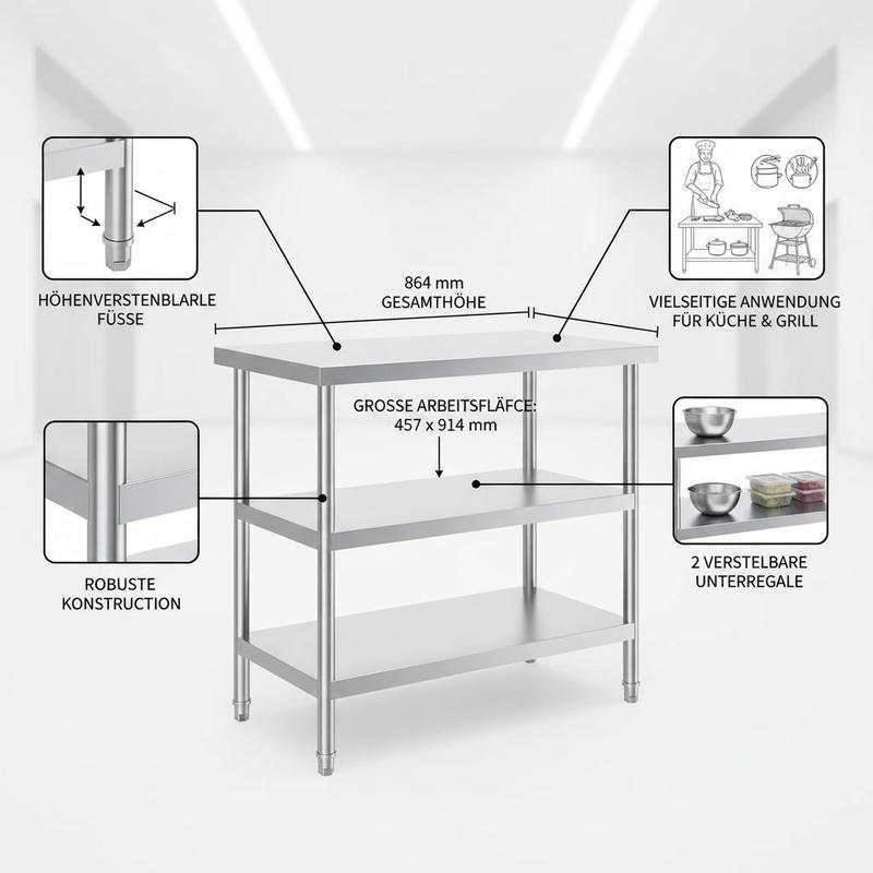 Metal Workstation 18 X 36 X 34 - Commercial Kitchen Equipment บทวิจารณ์และราคา