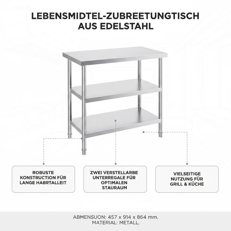 Metal Workstation 18 X 36 X 34 - Commercial Kitchen Equipment บทวิจารณ์และราคา