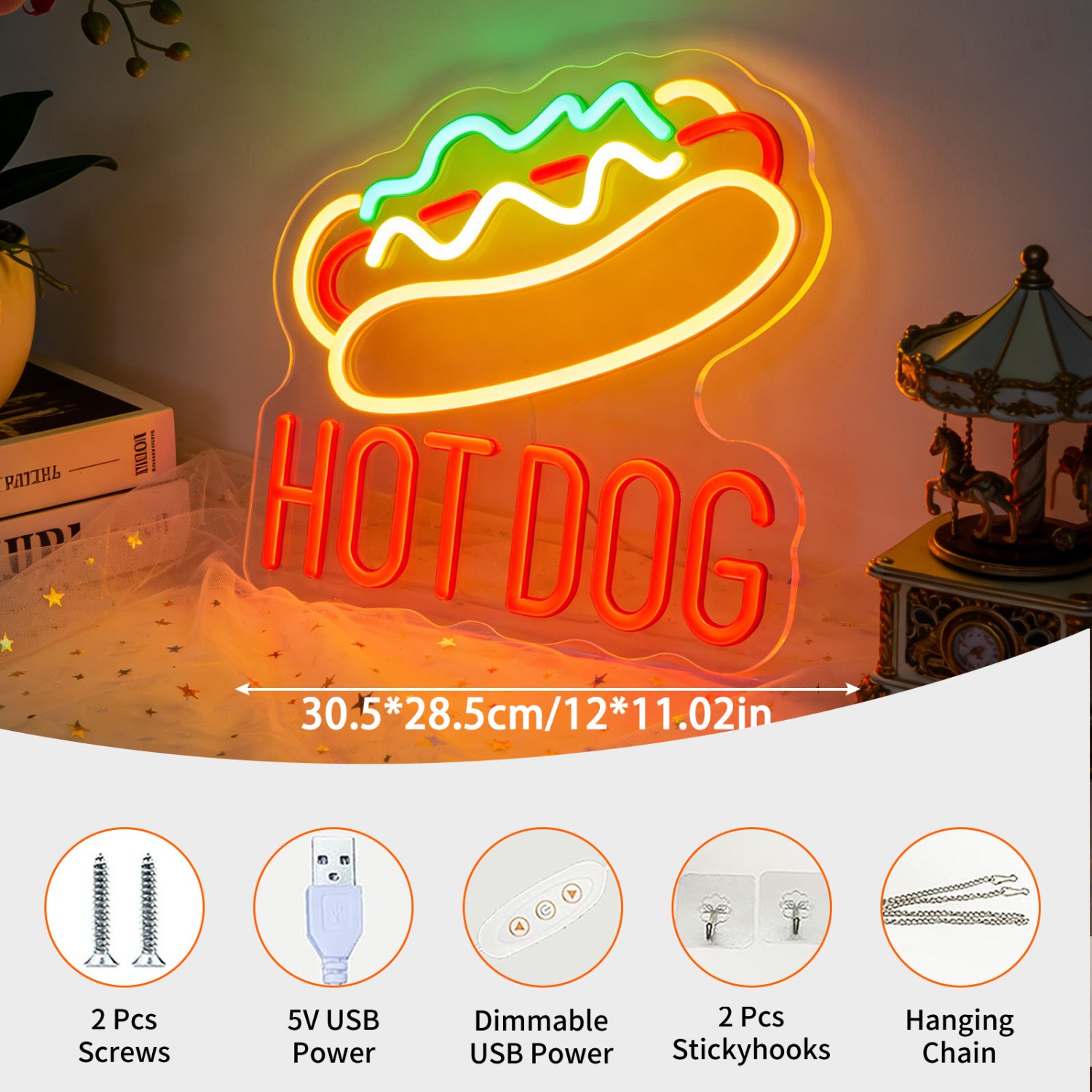 HOT DOG Neon Sign Food Shaped  - Commercial Kitchen Windows บทวิจารณ์และราคา