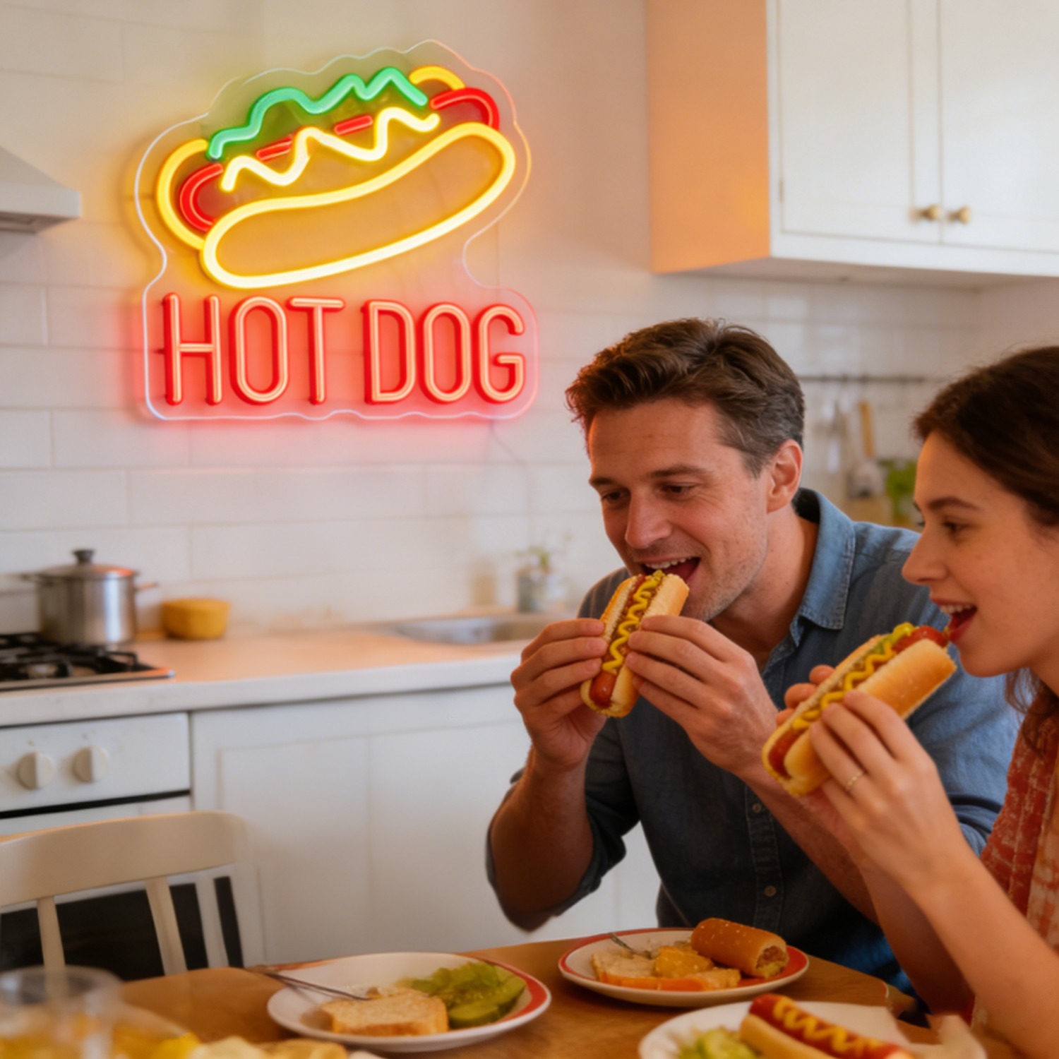 HOT DOG Neon Sign Food Shaped  - Commercial Kitchen Windows บทวิจารณ์และราคา