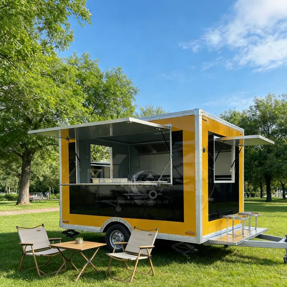 Yellow Black Food Truck Mobile - Commercial Kitchen Windows บทวิจารณ์และราคา