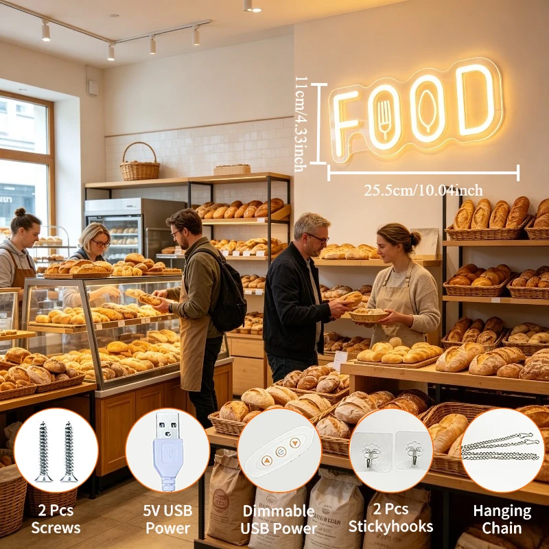 Food Neon Sign for Food Shop W - Commercial Kitchen Windows บทวิจารณ์และราคา