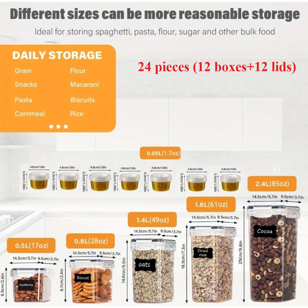 24Pcs Food Storage Containers  - Commercial Kitchen Utensil Organizer บทวิจารณ์และราคา