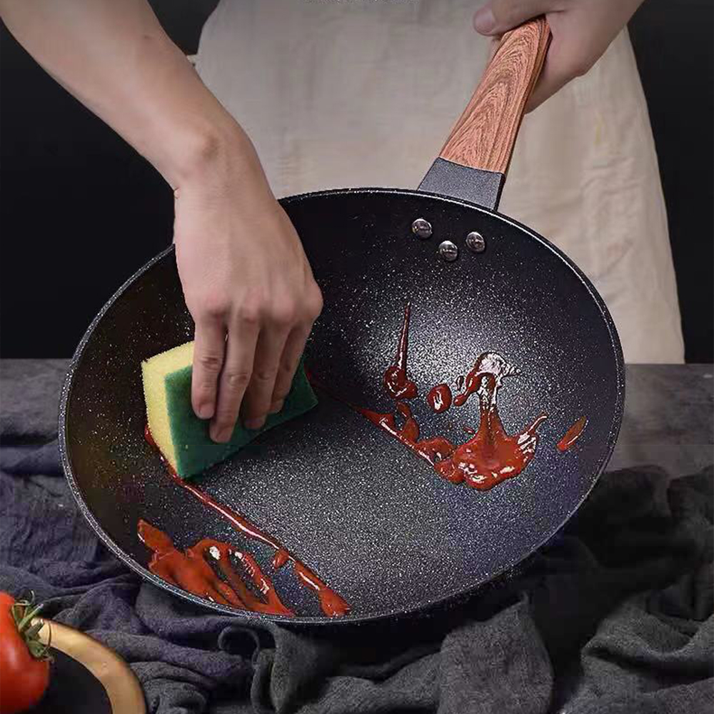 32CM Non-stick Wok Frying Pan  - Commercial Kitchen Stove บทวิจารณ์และราคา