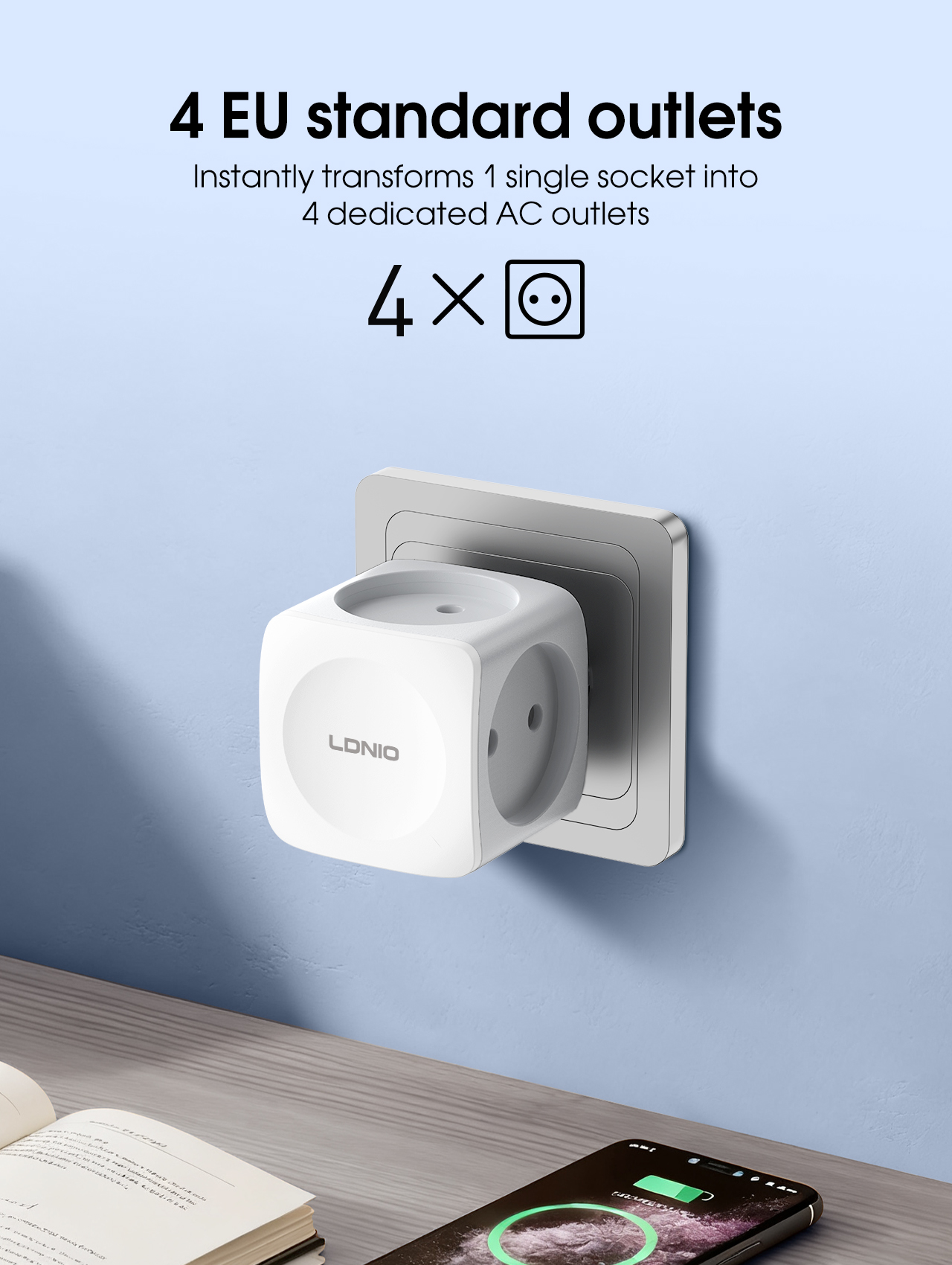 LDNIO 4 EU Outlet Power Cube,  - Commercial Kitchen In Residential Home บทวิจารณ์และราคา