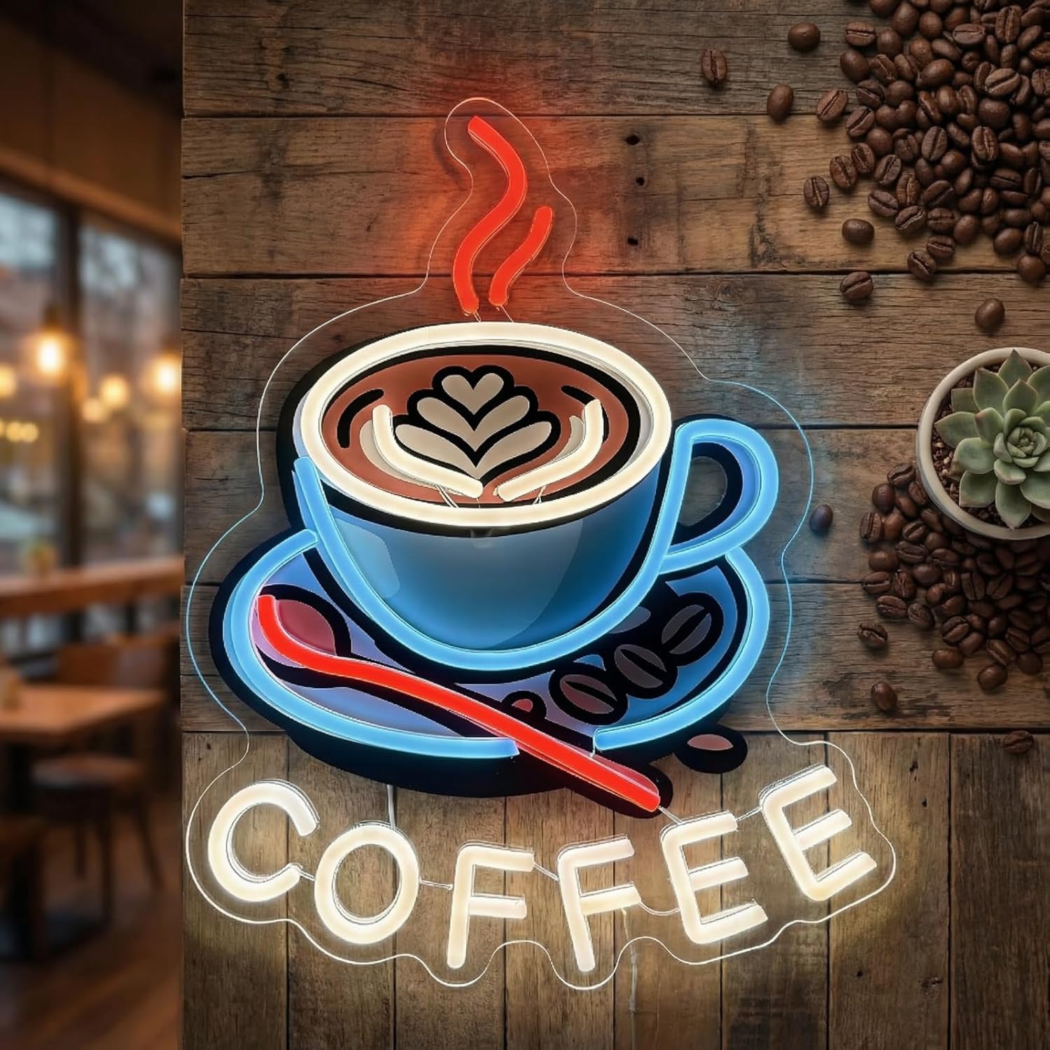 Coffee Neon Sign USB Powered L - Commercial Kitchen Windows บทวิจารณ์และราคา