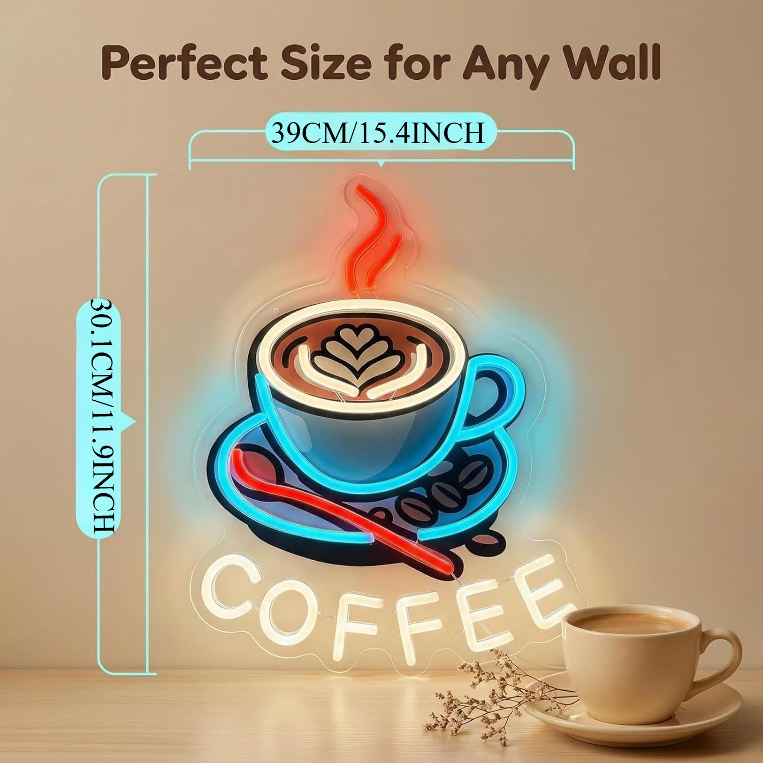 Coffee Neon Sign USB Powered L - Commercial Kitchen Windows บทวิจารณ์และราคา